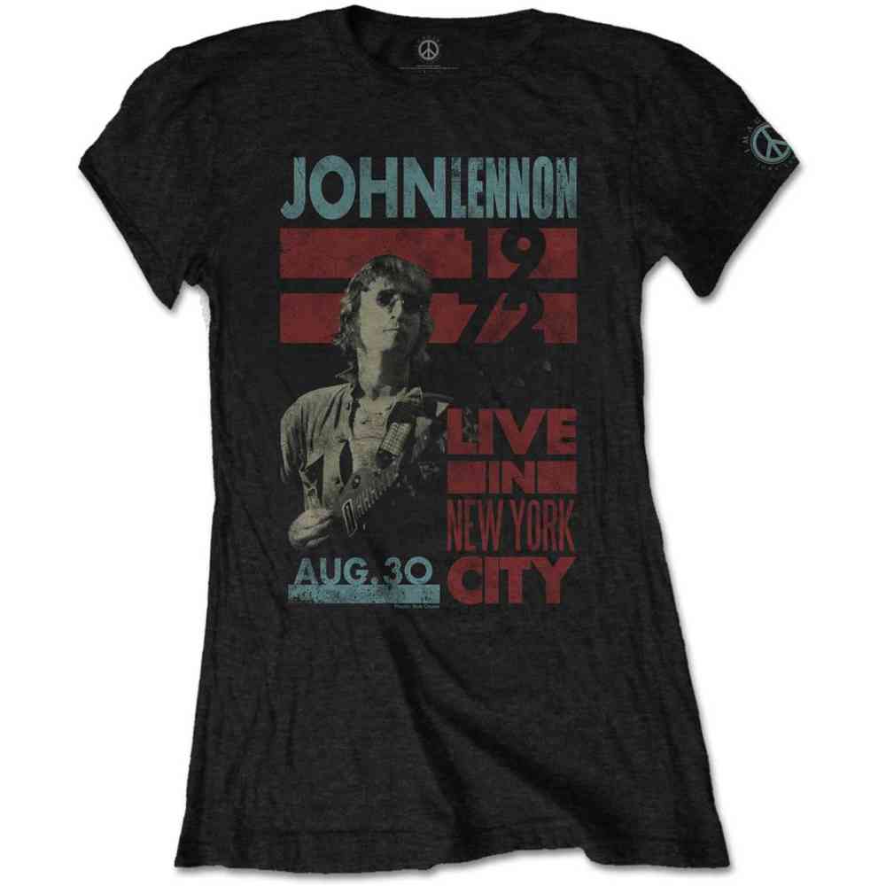 John Lennon - Live In NYC Ladies Tshirt - Black